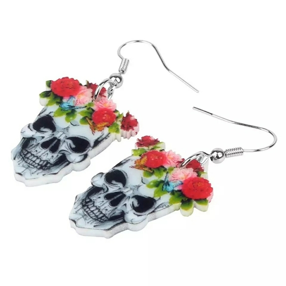 Halloween Day Of The Dead Dangle Earrings - Picture 3 of 6